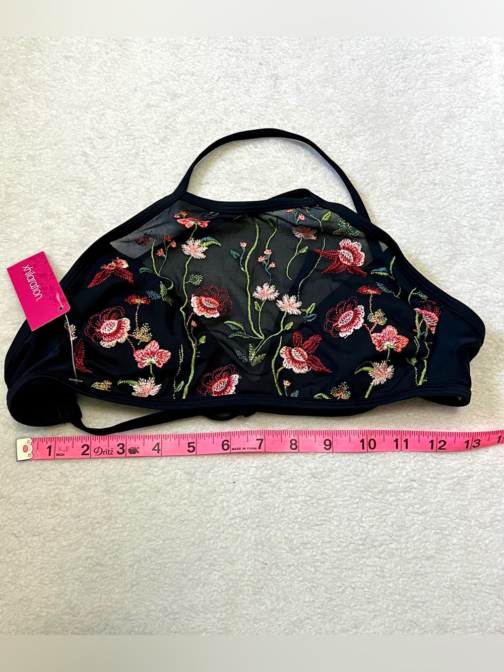 Xhilleration NWT Floral Embroidered Halter Swim Top - Size XS - Picture 3 of 10